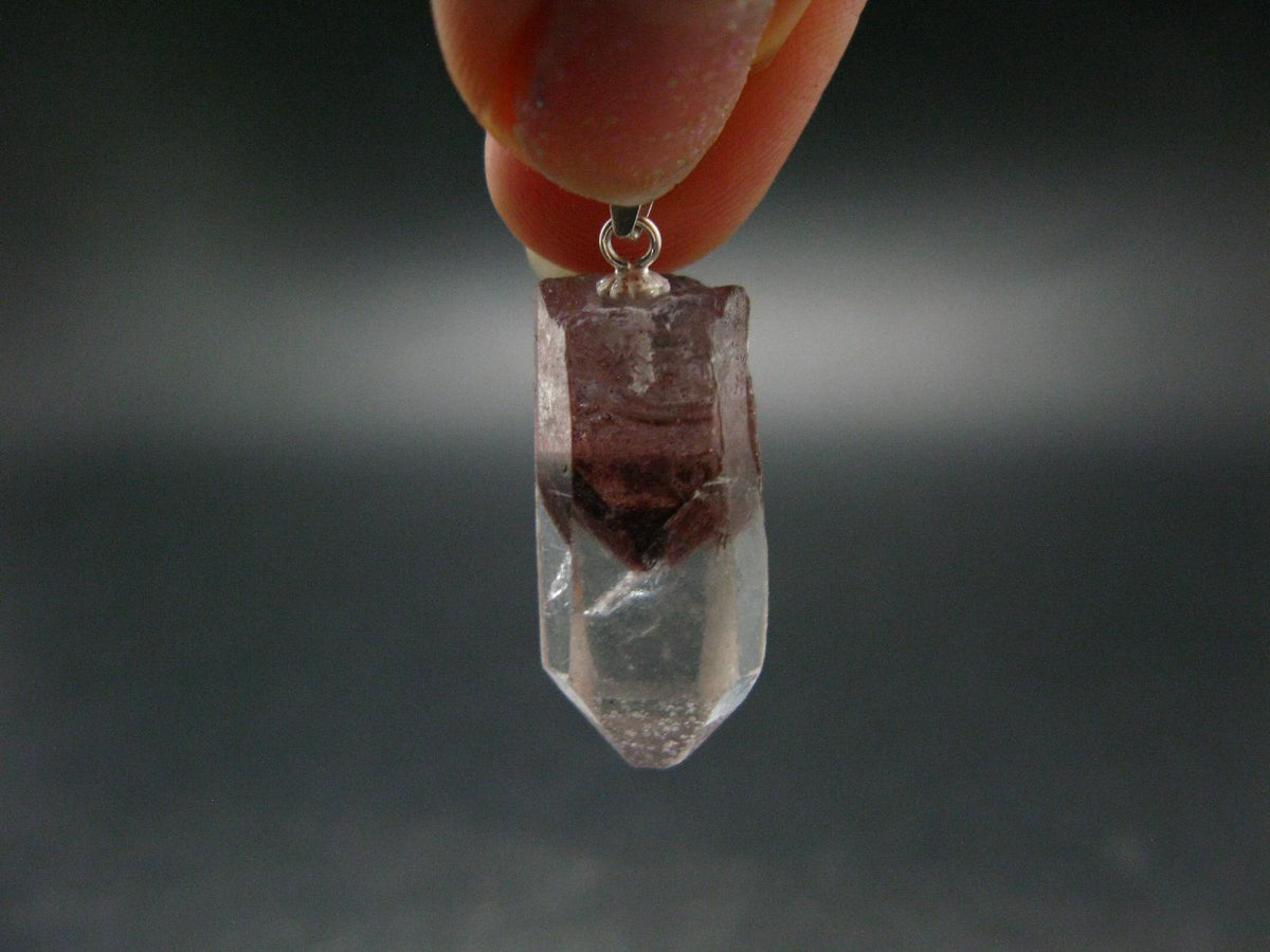 Phantom Hematite in Quartz Crystal Pendant From India - 1.2" - 4.33 Grams