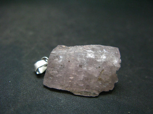 Gem Kunzite Spodumene Pendant in SS From Afghanistan - 1.1" - 3.34 Grams
