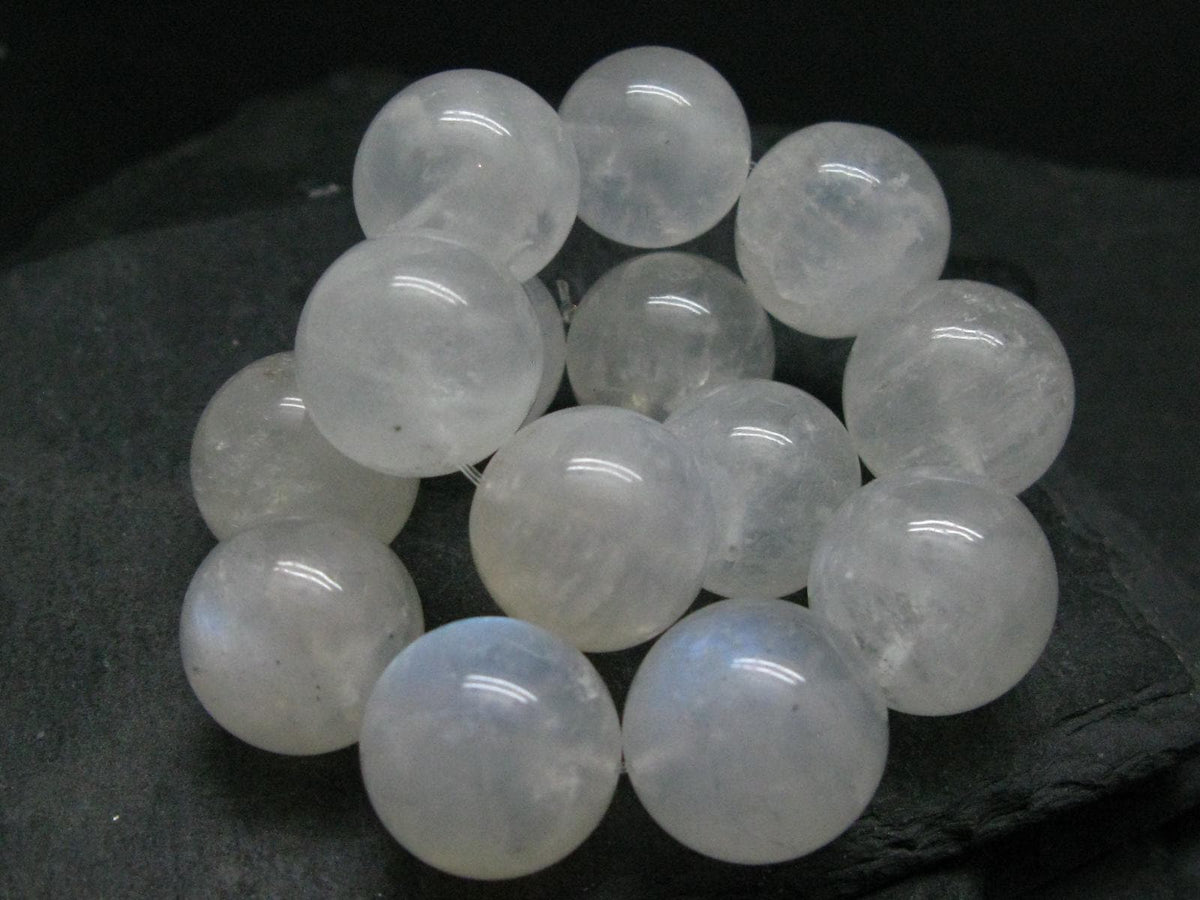 Moonstone Genuine Bracelet ~ 7.5 Inches ~ 18mm Round Beads