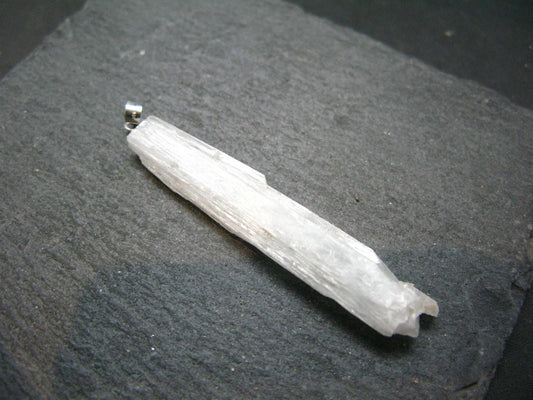 Scolecite Silver Pendant From India - 2.3"