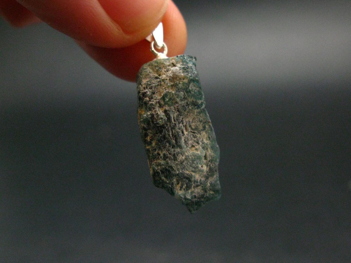 Extremely Rare Rough Grandidierite Silver Pendant From Madagascar - 1.2" - 3.91 Grams