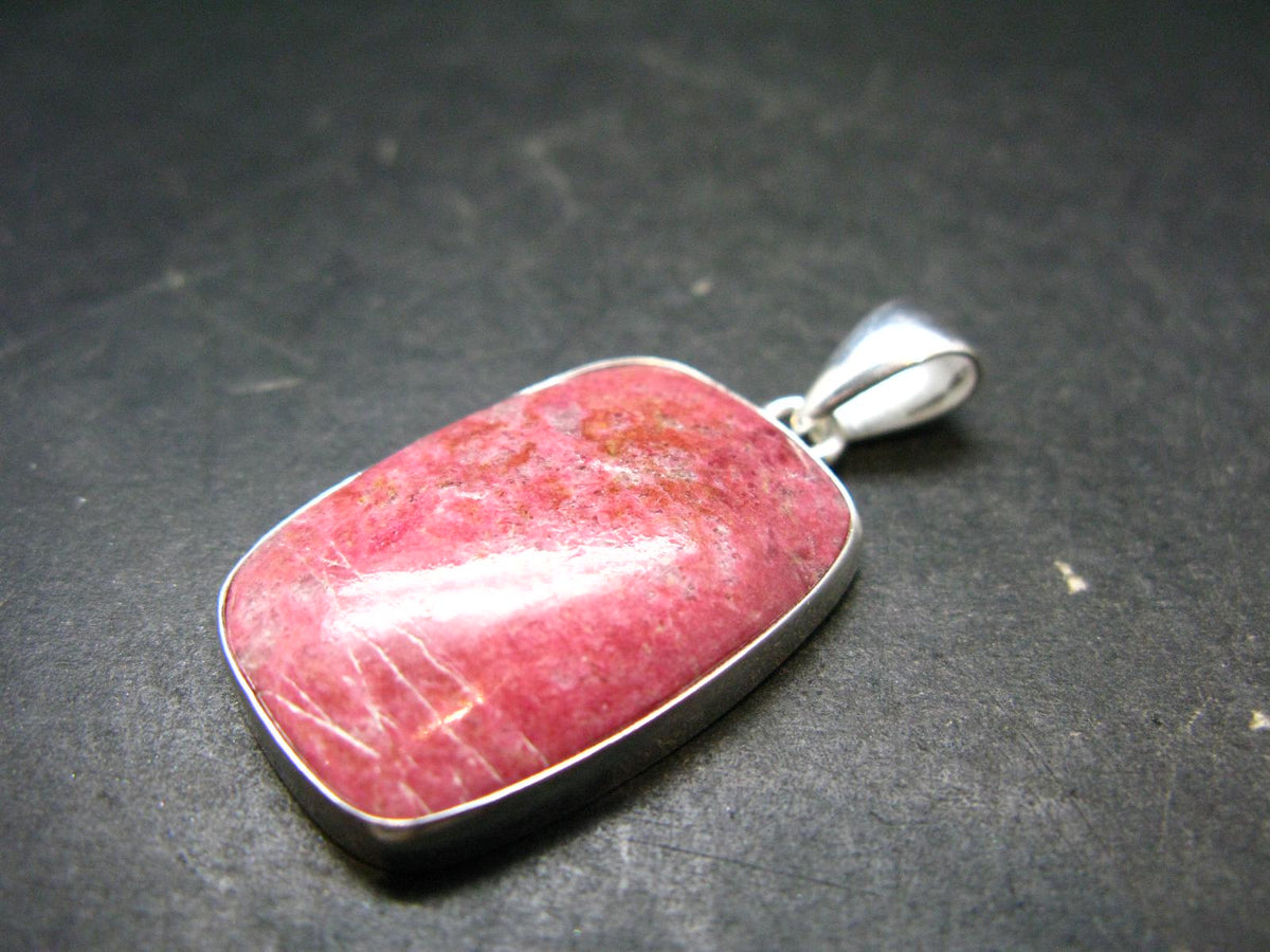 Thulite Silver Plated Pendant From Norway - 1.7" - 7.50 Grams