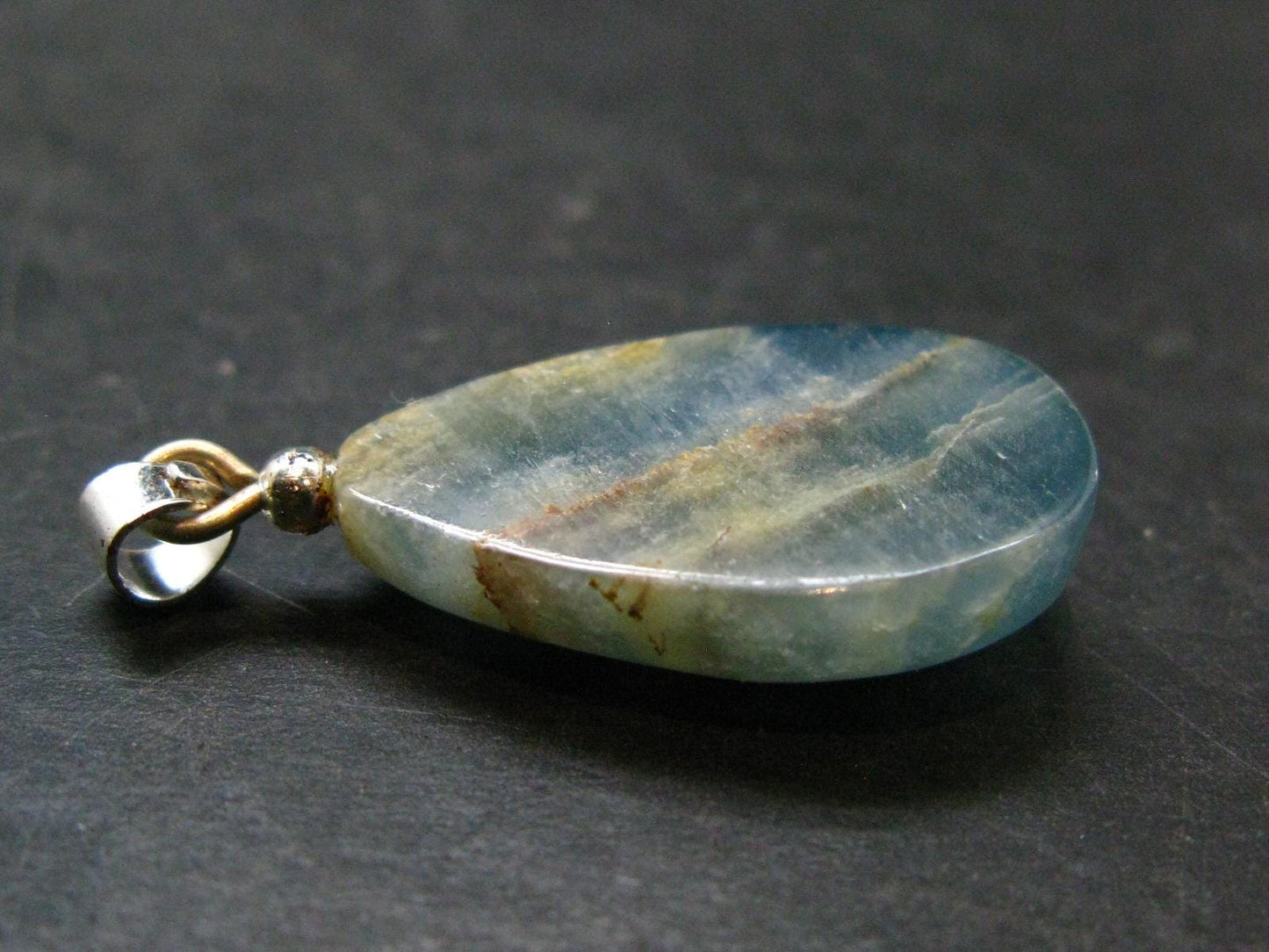 Lemurian Aquatine Blue Calcite Silver Pendant from Argentina - 1.5" - 4.85 Grams