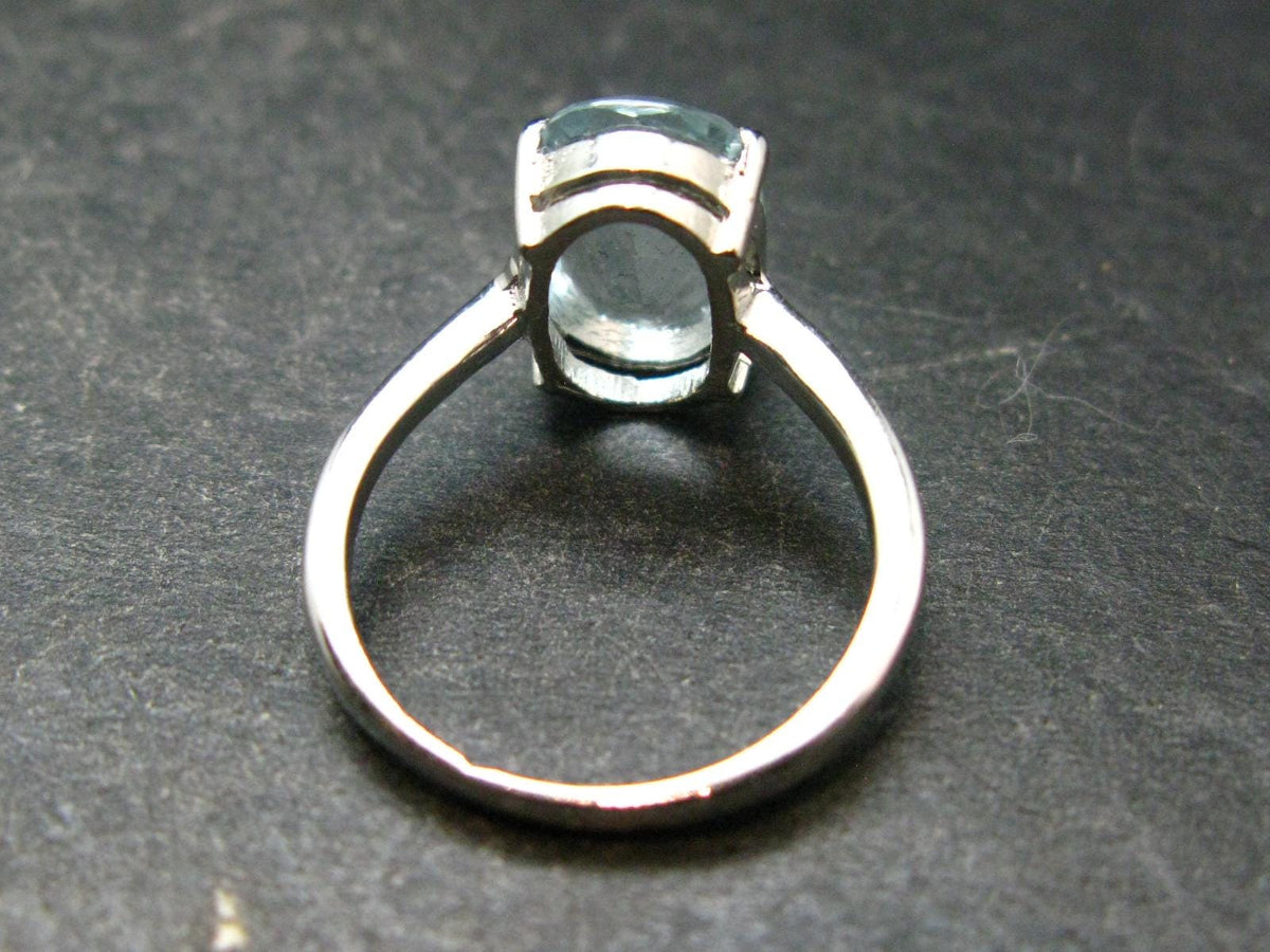 Genuine Facetted Aquamarine Gem Sterling Silver Ring - Size 6.5 - 2.65 Grams
