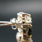 Moldavite & Herkimer Diamond Silver Stud Earrings - 0.7" - 2.29 Grams