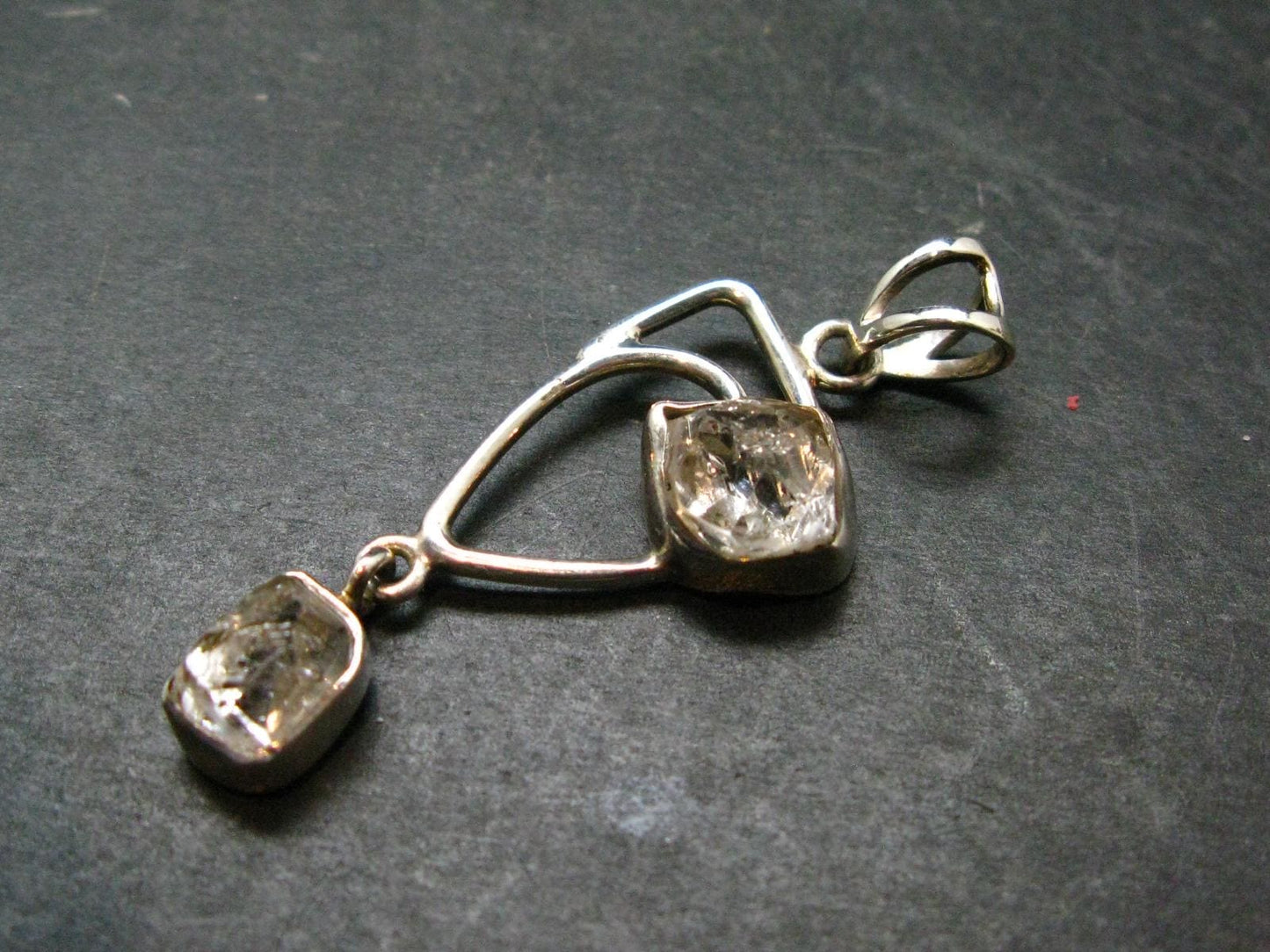 Fine Natural Herkimer Diamond Silver Pendant From New York - 2.2" - 6.16 Grams