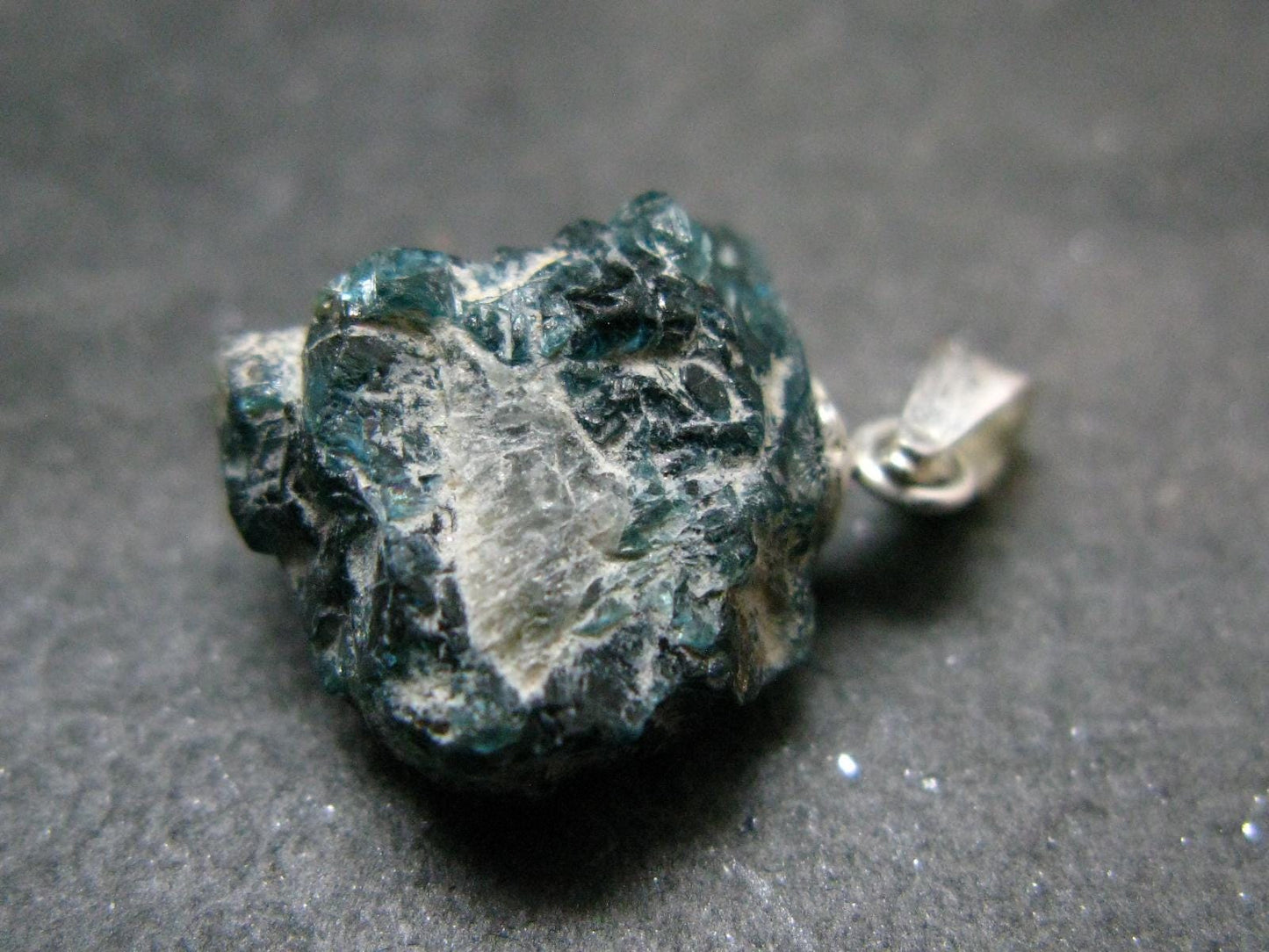 Extremely Rare Rough Grandidierite Silver Pendant From Madagascar - 0.8" - 1.94 Grams