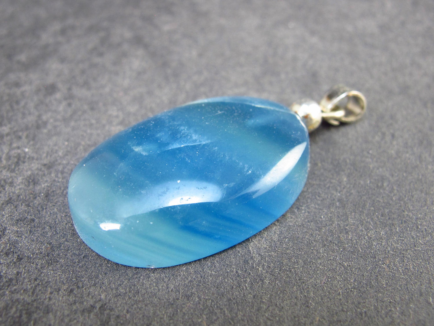 Lemurian Aquatine Blue Calcite Silver Pendant from Argentina - 1.5" - 6.88 Grams
