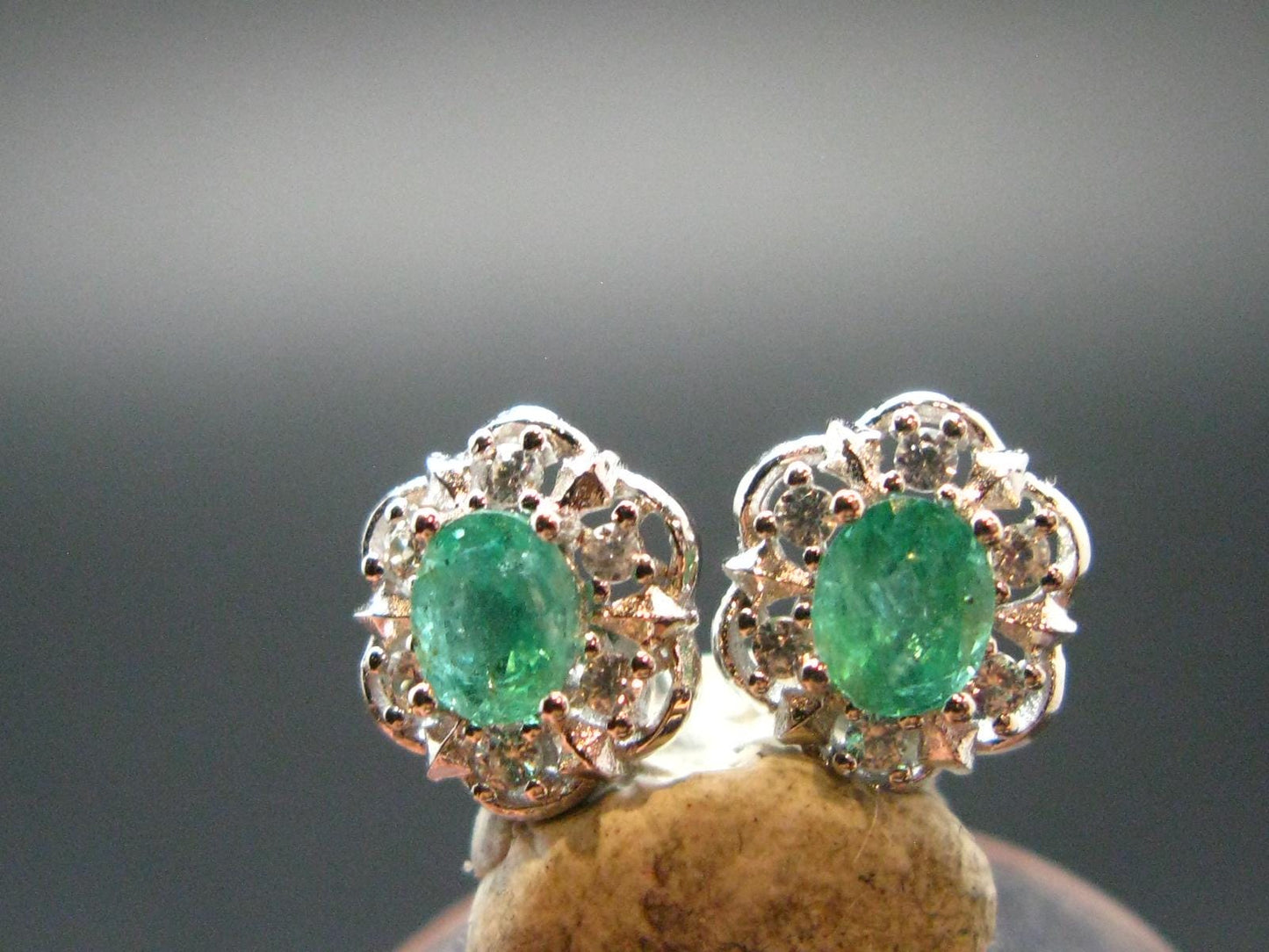 Gem Emerald Faceted Earrings In Sterling Silver - 0.65 Carats
