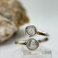 Raw Herderite Double Stone Sterling Silver Wrap Ring - SIZE 9