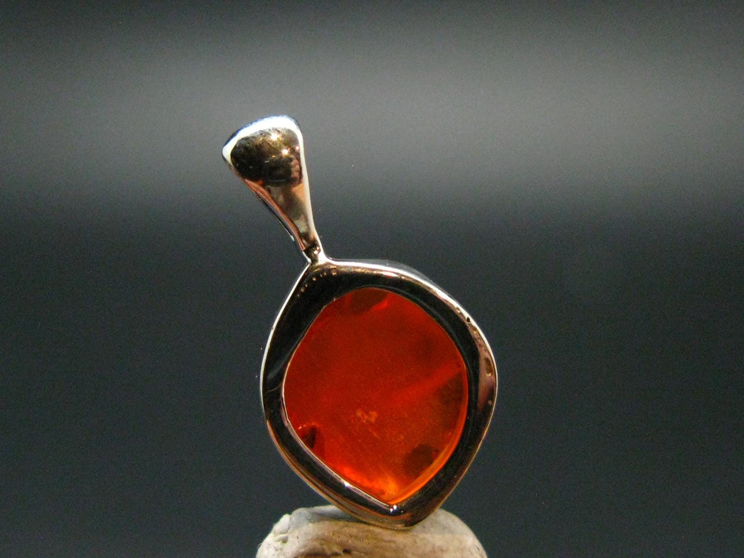 Raw Fire Opal Sterling Silver Pendant From Mexico - 0.7" - 1.0 Grams