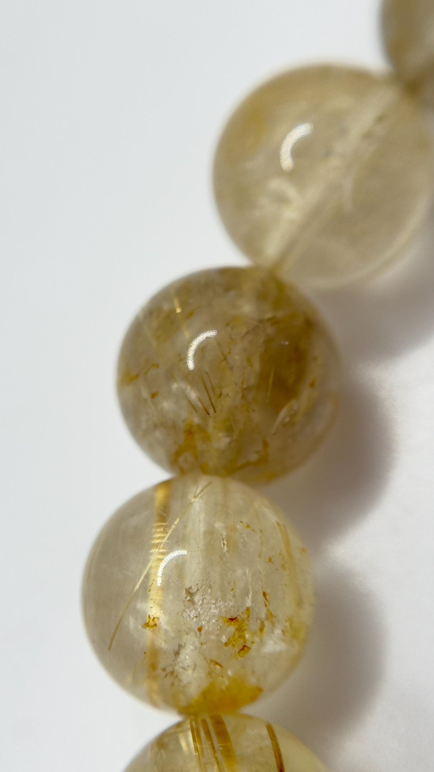 Elegant Rutilated Crystal Bead Bracelet – Natural Gemstone, Stretch Healing Jewelry