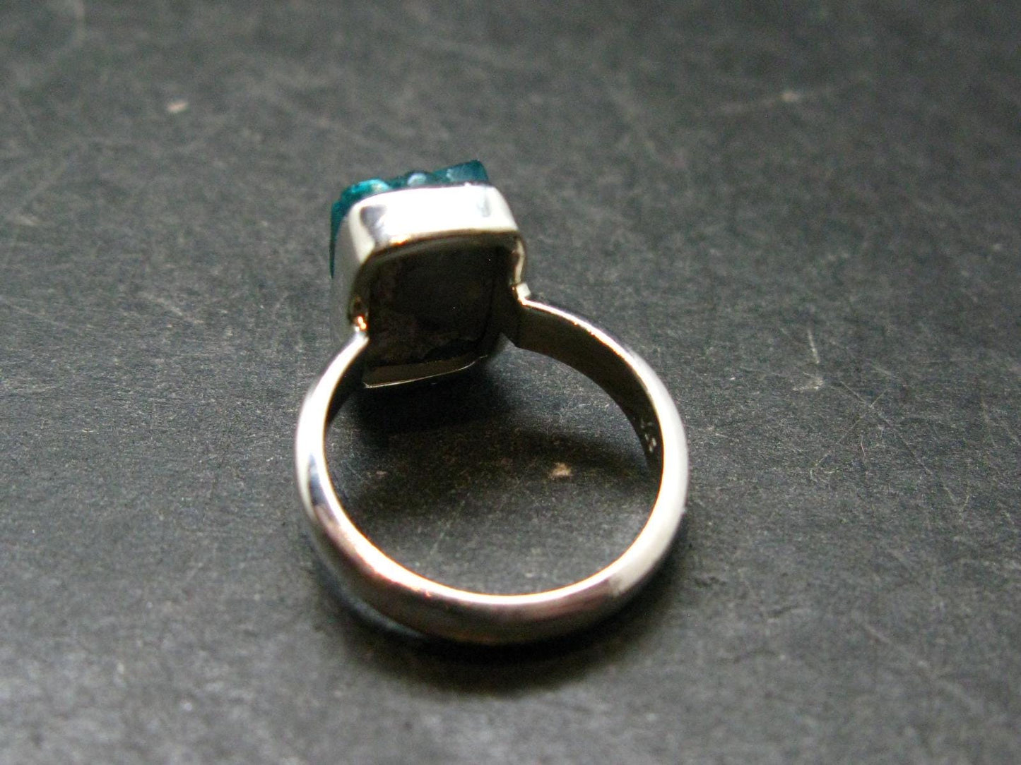 Emerald Green Dioptase Crystal Silver Ring from Congo - 4.05 Grams - Size 5