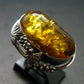 Natural Baltic Amber 925 Silver Ring - Size 6