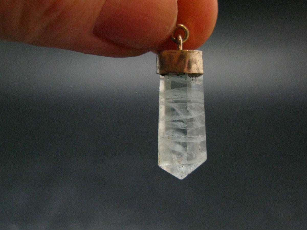 Stunning Genuine Aquamarine Gem Sterling Silver Pendant From Pakistan - 1.3" - 2.48 Grams