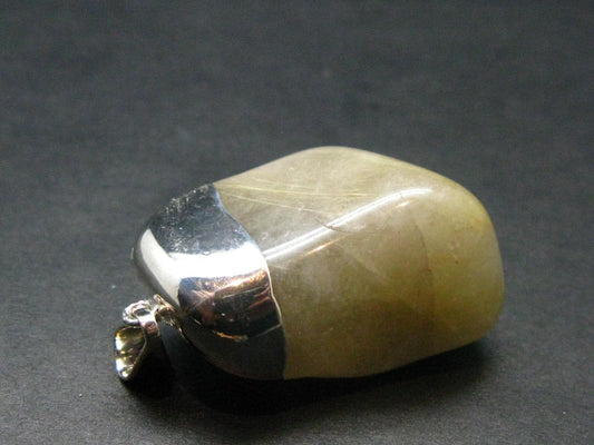 Rutilated Quartz Silver Pendant From Brazil - 1.5"