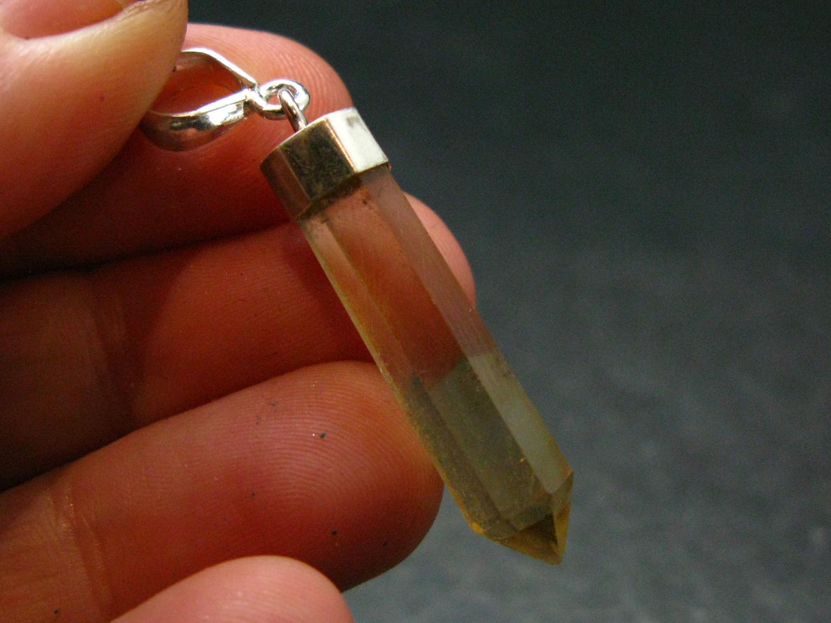 Natural Unheated Citrine Crystal Silver Pendant from Congo - 3.03 Grams