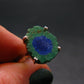 Natural Raw Deep Blue Azurite with Green Malachite Silver Ring From Mexico - Size 9 - 3.31 Grams