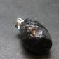 Tibetan Black Tektite Silver Pendant From Tibet - 1.1" - 4.91 Grams