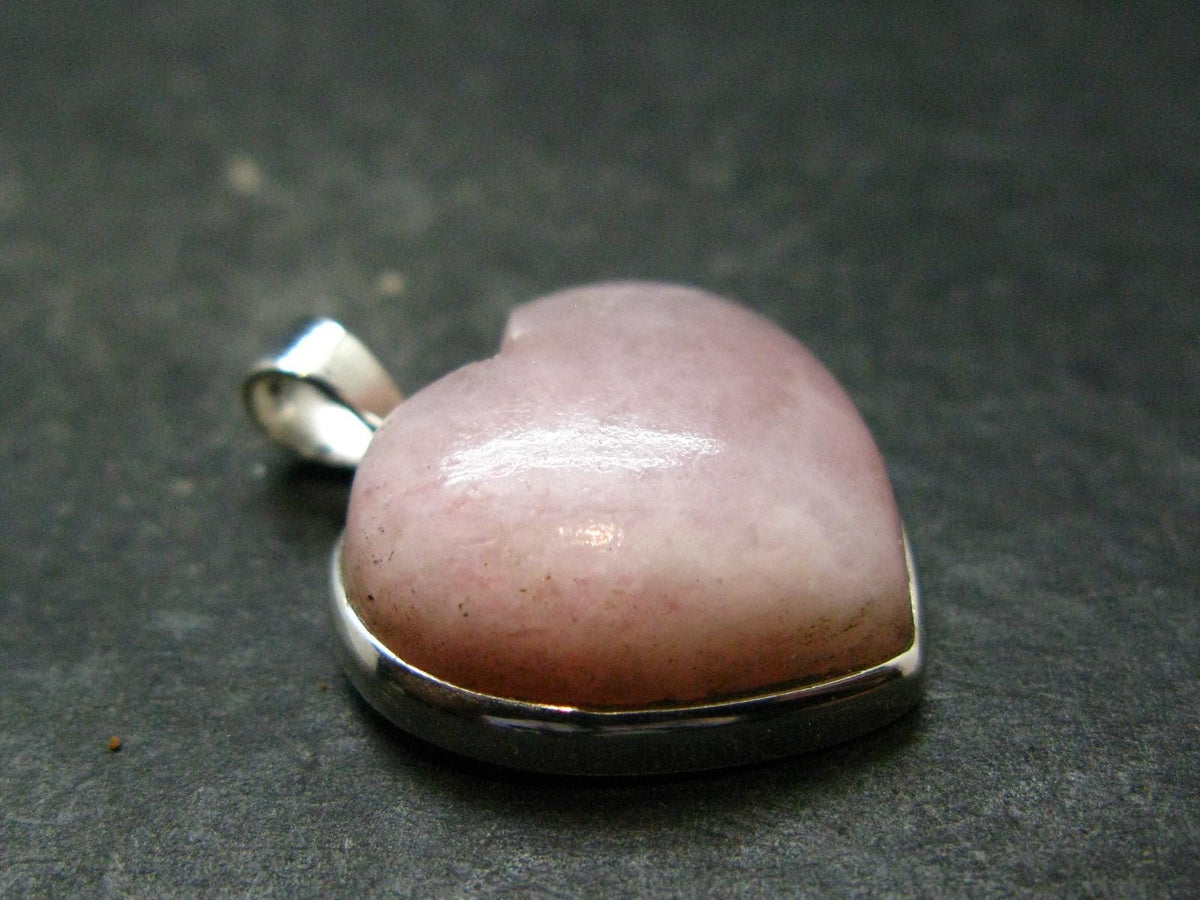 Pink Petalite Silver Heart Pendant from Canada - 1.0" - 4.31 Grams