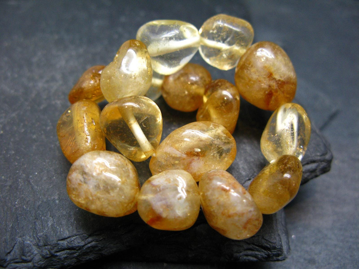 Citrine Genuine Bracelet ~ 7 Inches ~ 12mm Tumbled Beads