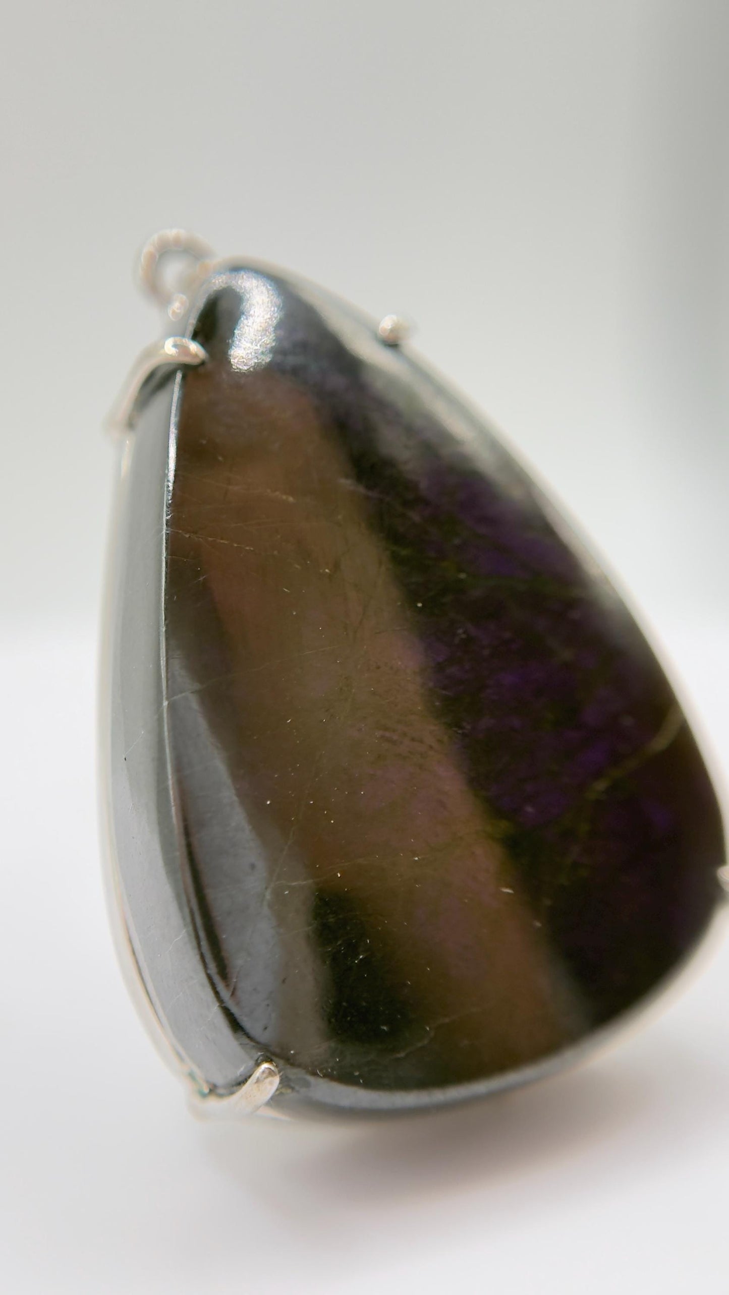 Purpurite Pendant Purple Gemstone Silver Necklace Natural Stone Minimalist Jewelry Gift