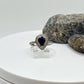 Pear Sapphire Halo Ring | Sterling Silver, September Birthstone (Size 7.5)