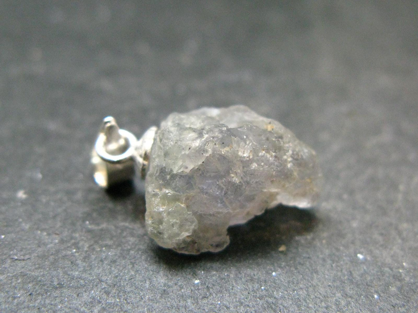 Gray Herderite Silver Pendant from Africa - 0.7" - 1.31 Grams