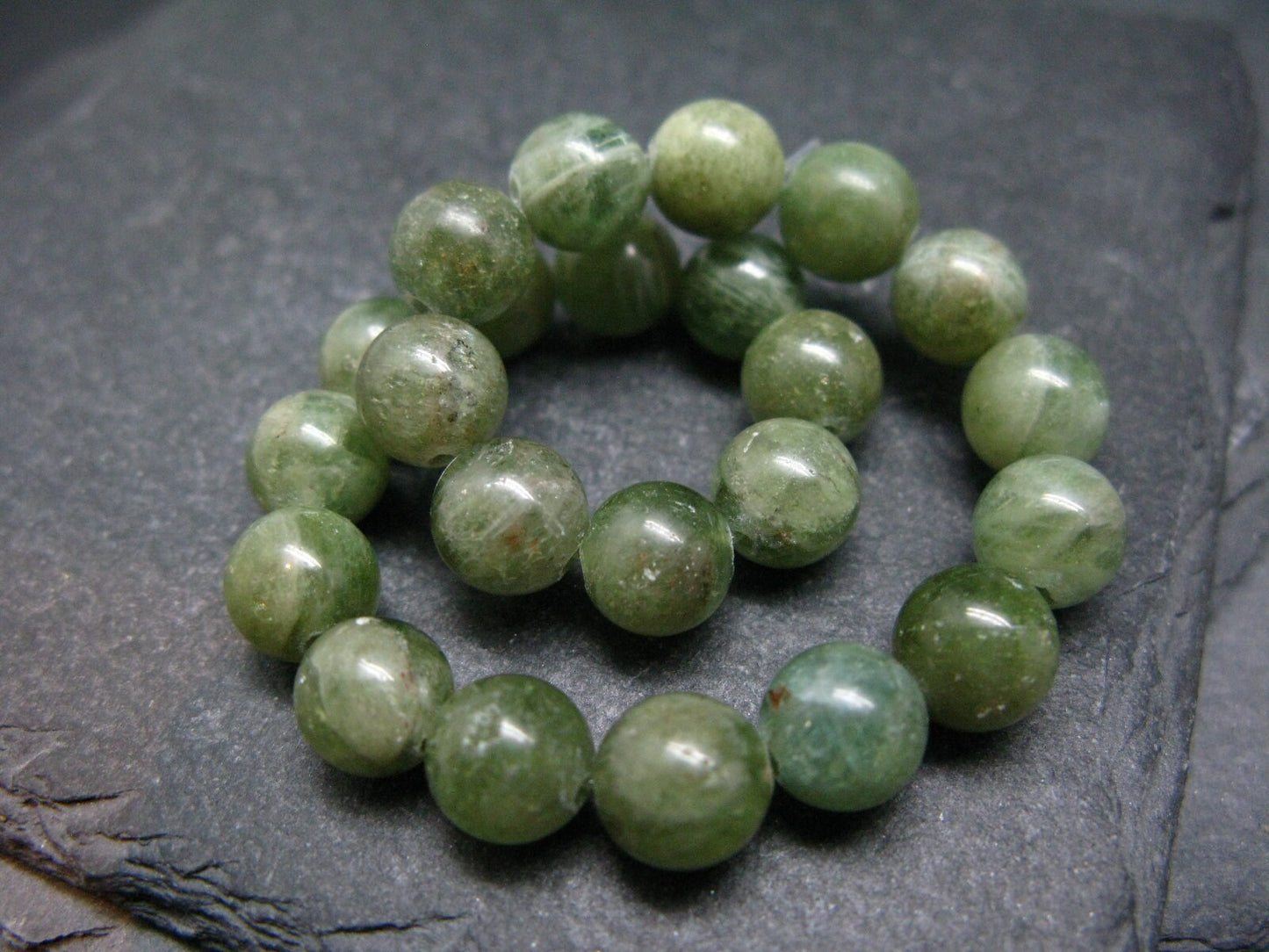 Rare Green Apatite Genuine Bracelet ~ 7 Inches ~ 8mm Round Beads