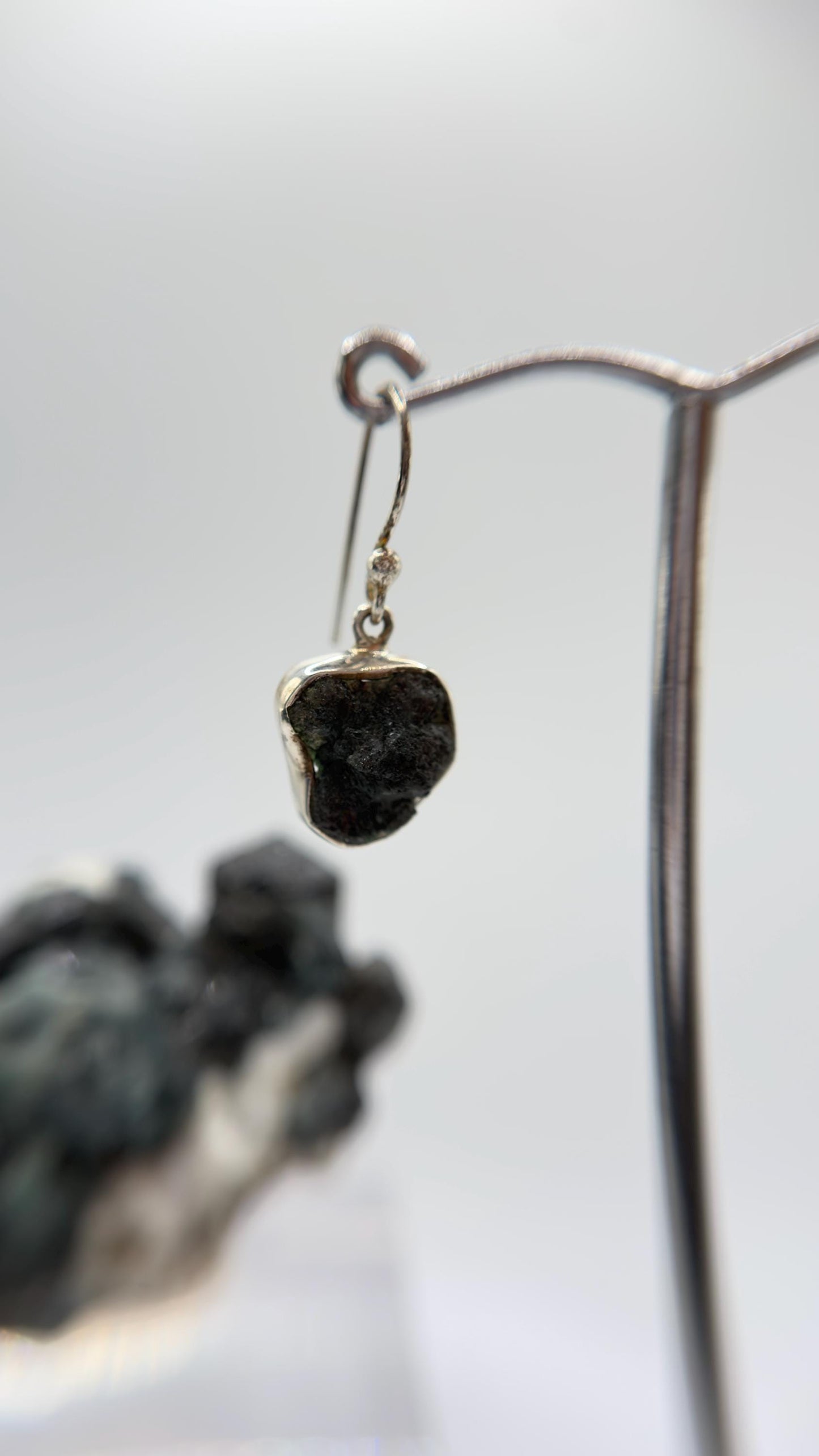 Alexandrite Drop Earrings Raw Color Change Stone Silver Dangle Earrings June Birthstone Jewelry