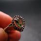 Moldavite & Red Garnet Sterling Silver Ring From Czech Republic - Size 6.25 - 2.11 Grams