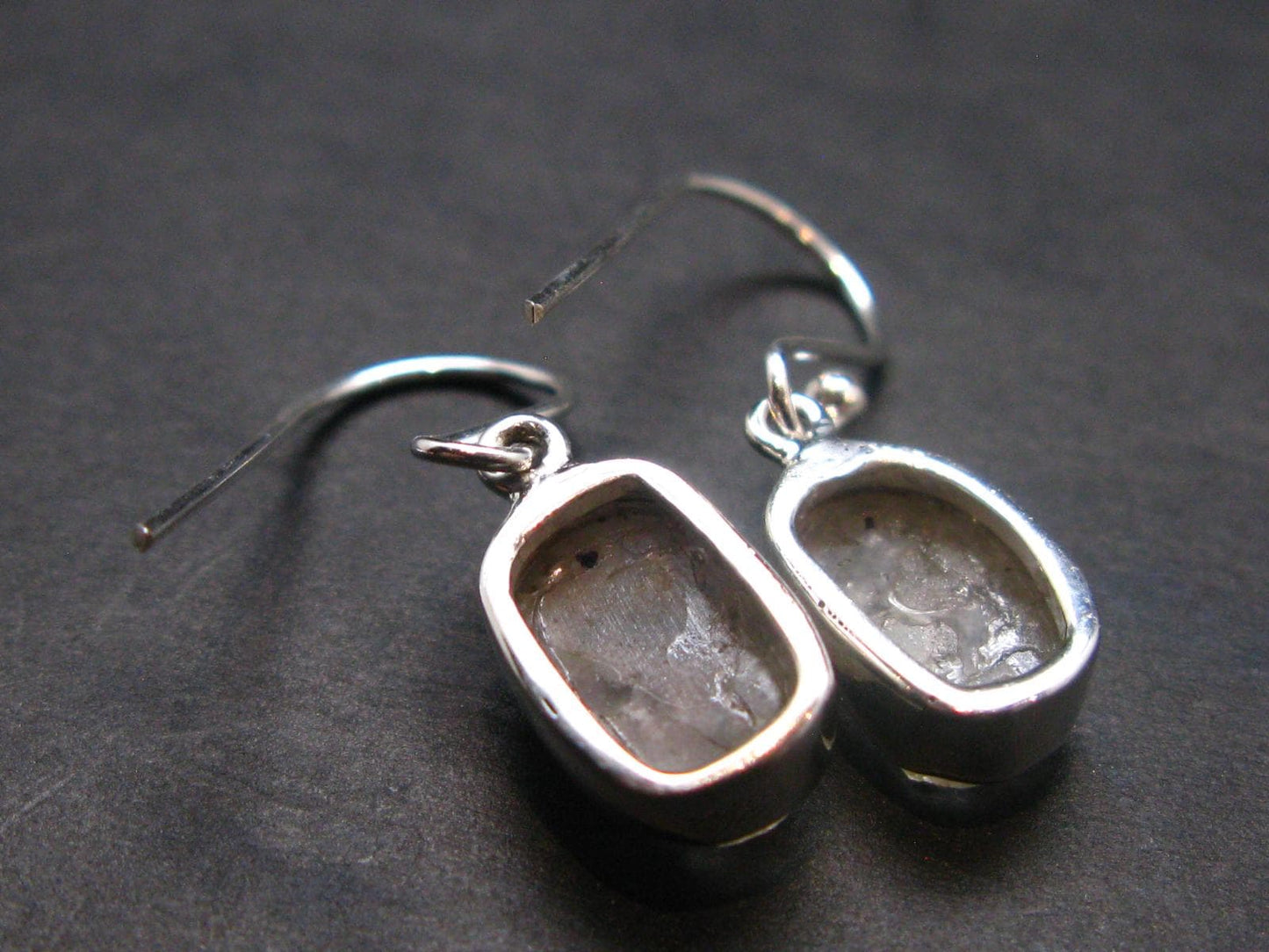 Gray Herderite Silver Earrings from Africa - 1.0" - 2.81 Grams