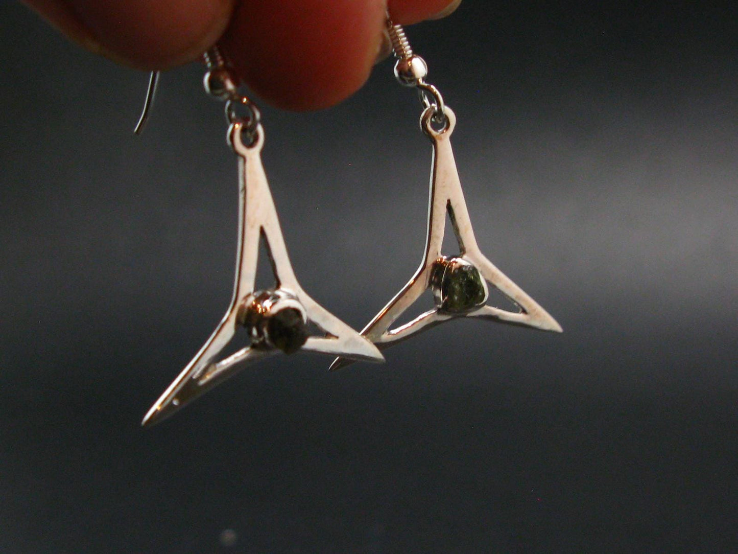 Moldavite Tektite Silver Earrings from Czech Republic - 3.25 Grams