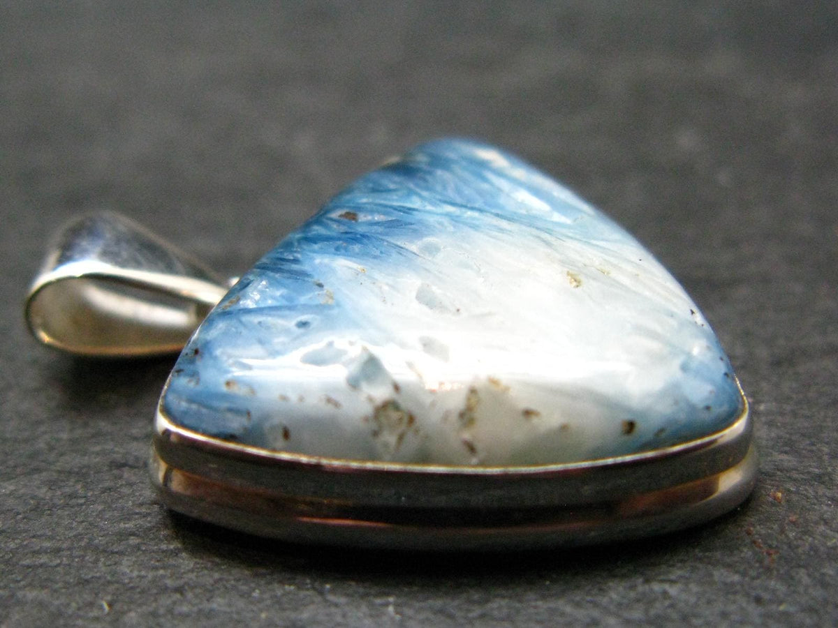 Blue Ice Glacierite Silver Pendant from Indonesia - 1.3" - 6.38 Grams