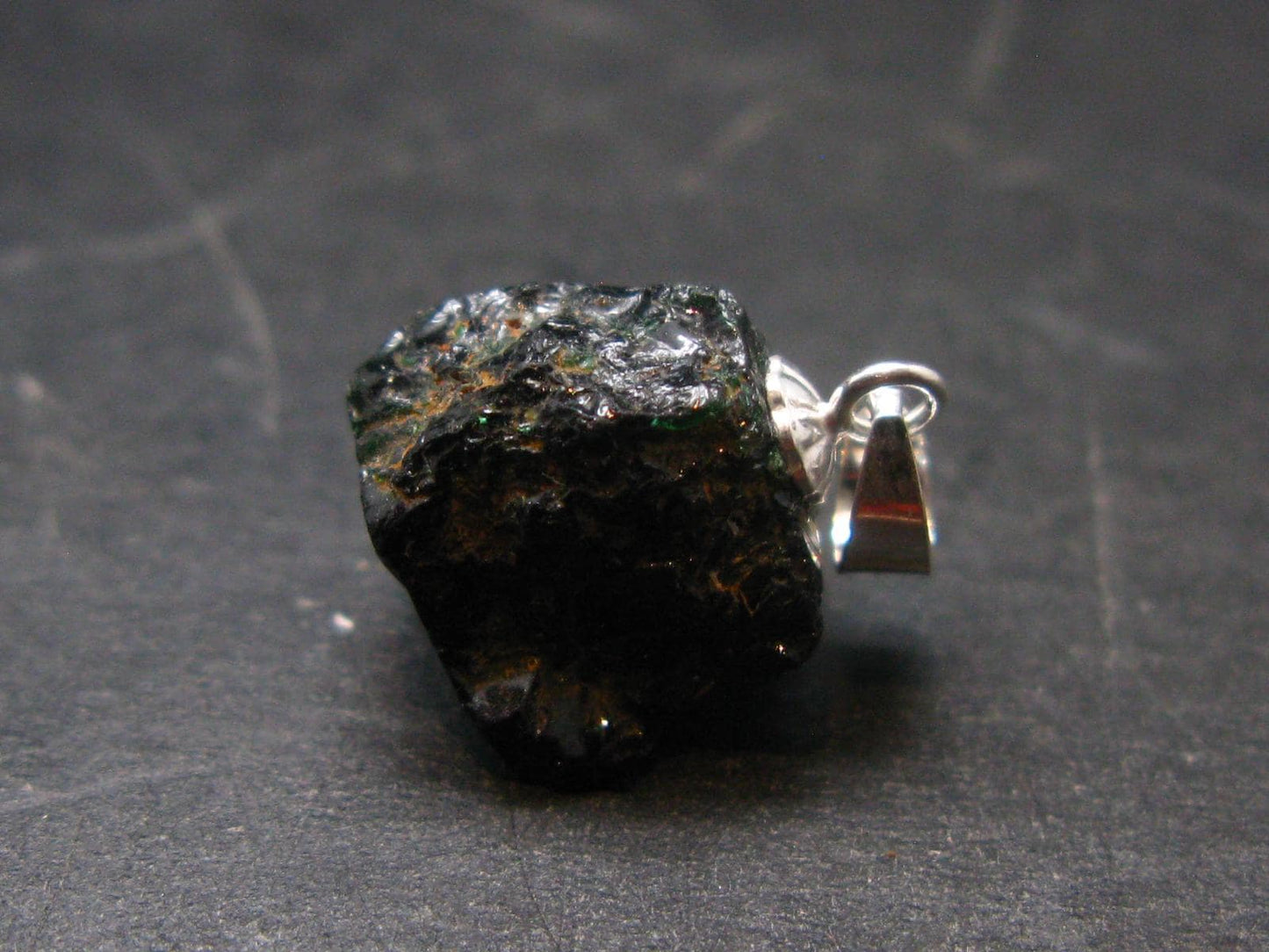 Rare Usambara Chrome Tourmaline Crystal Silver Pendant From Tanzania - 0.6" - 2.00 Grams