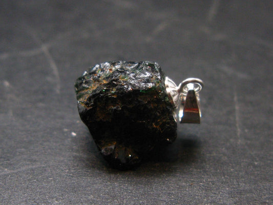 Rare Usambara Chrome Tourmaline Crystal Silver Pendant From Tanzania - 0.6" - 2.00 Grams
