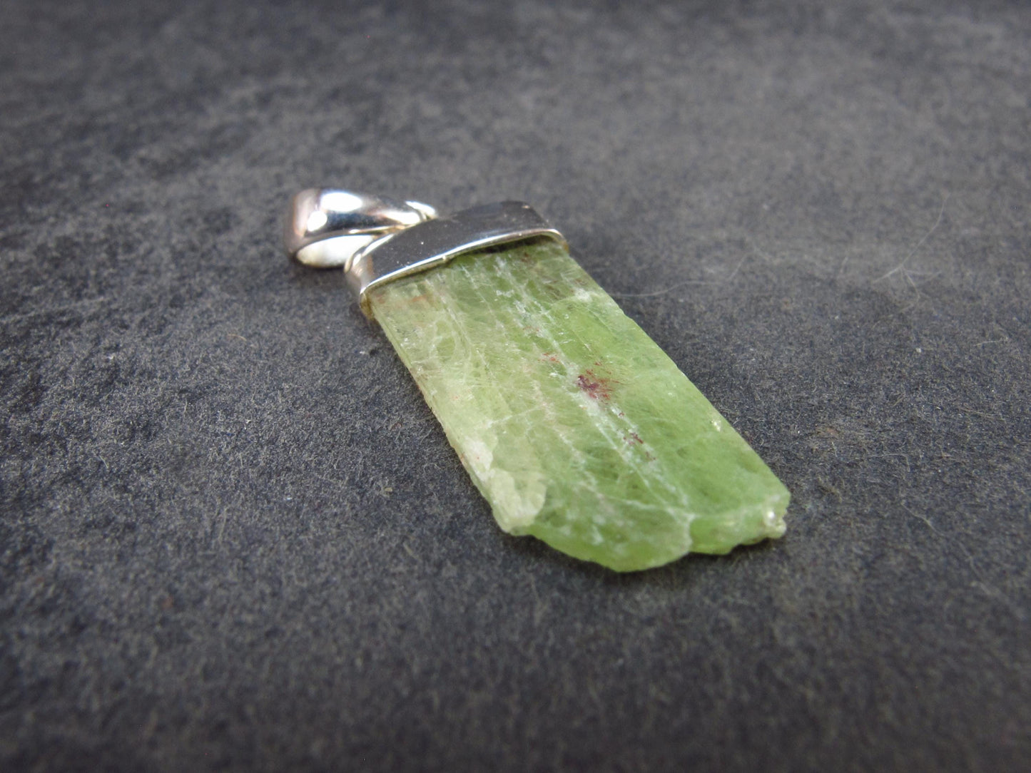 Green Kyanite Silver Pendant from Brazil - 1.2" - 1.91 Grams
