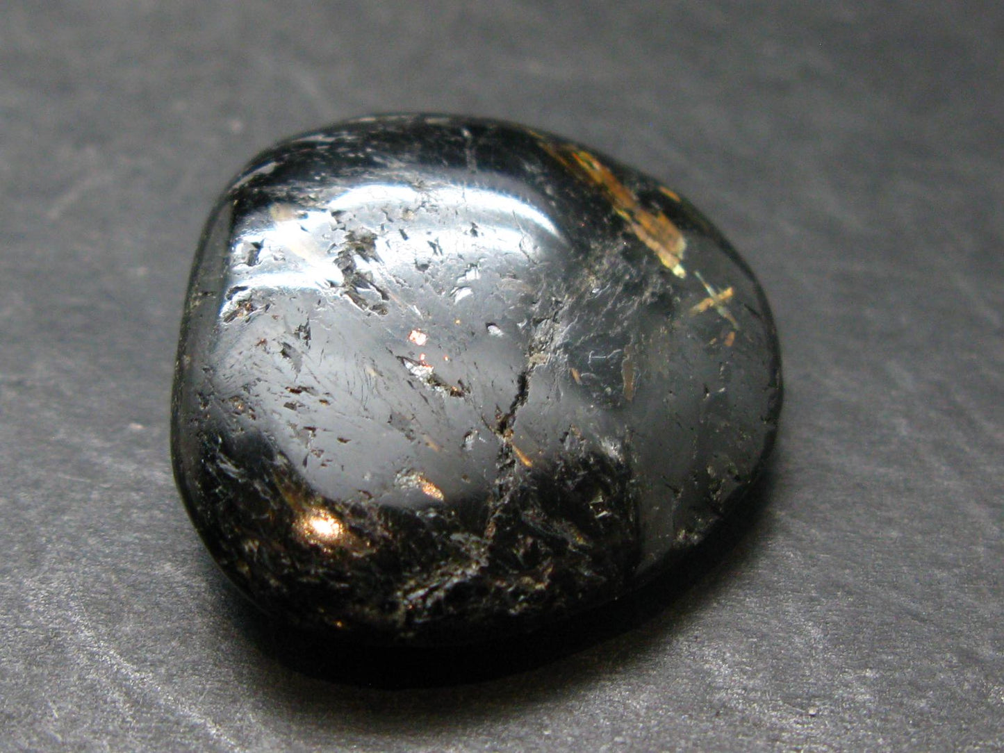 Rare Nuumite Nuummite Tumbled Stone From Greenland - 13.83 Grams - 1.1"