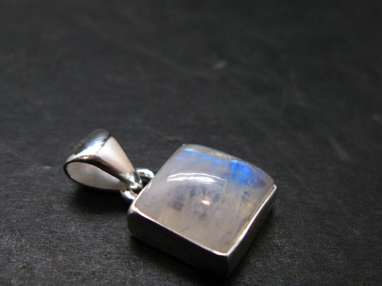 Natural Glow From Inside Moonstone Silver Plated Pendant - 0.7" - 2.57 Grams