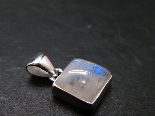 Natural Glow From Inside Moonstone Silver Plated Pendant - 0.7" - 2.57 Grams