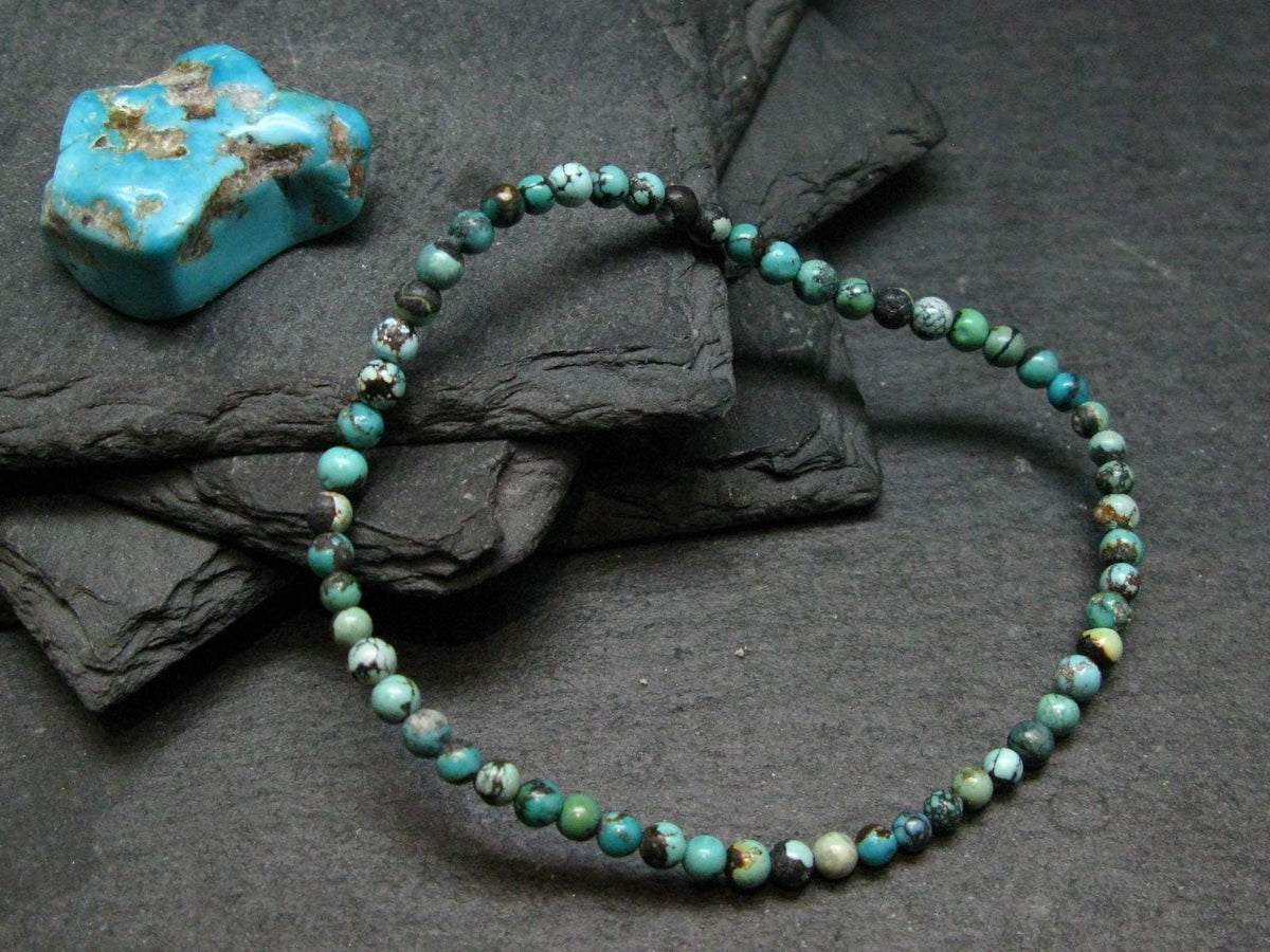 Turquoise Genuine Untreated Bracelet ~ 7 Inches ~ 3mm Round Beads