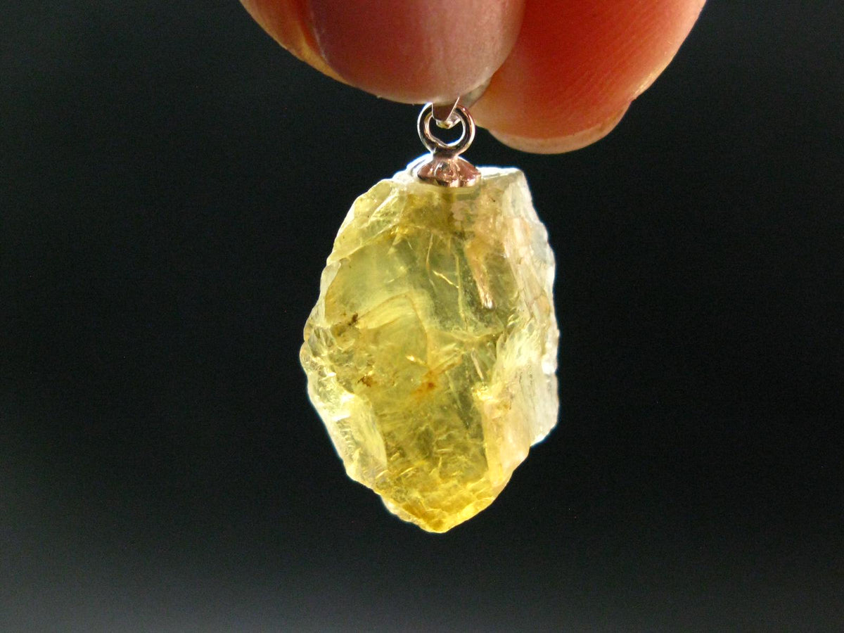 Heliodor (Yellow Beryl) Crystal Silver Pendant From Brazil - 1.0" - 3.09 Grams
