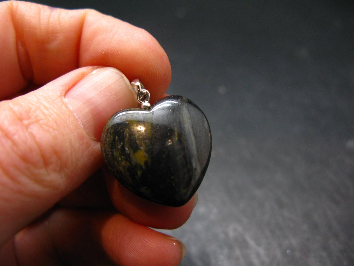 Rare ISUA Stone Silver Heart Pendant From Greenland - 1.0" - 4.37 Grams