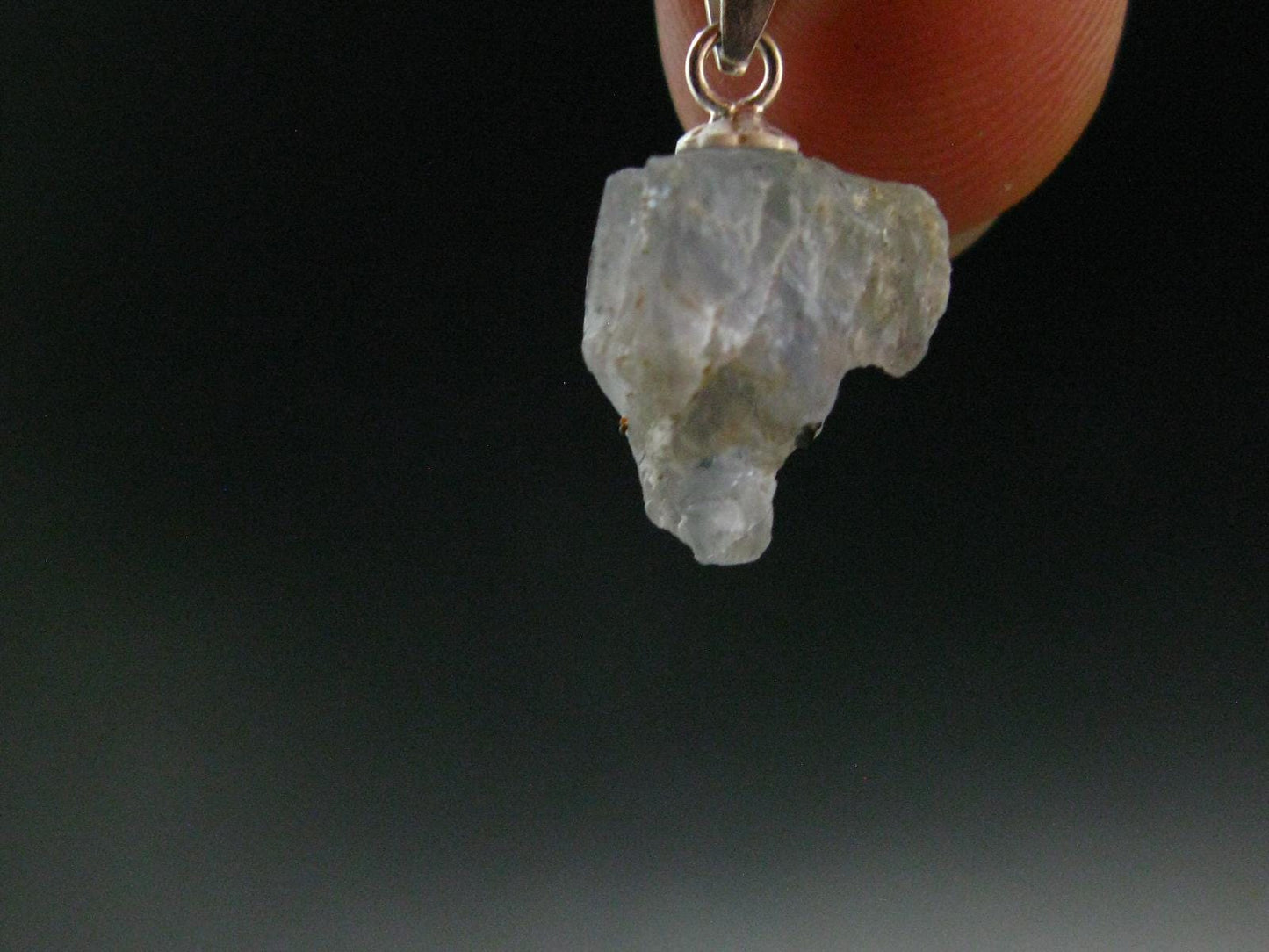 Gray Herderite Silver Pendant from Africa - 0.7" - 1.31 Grams