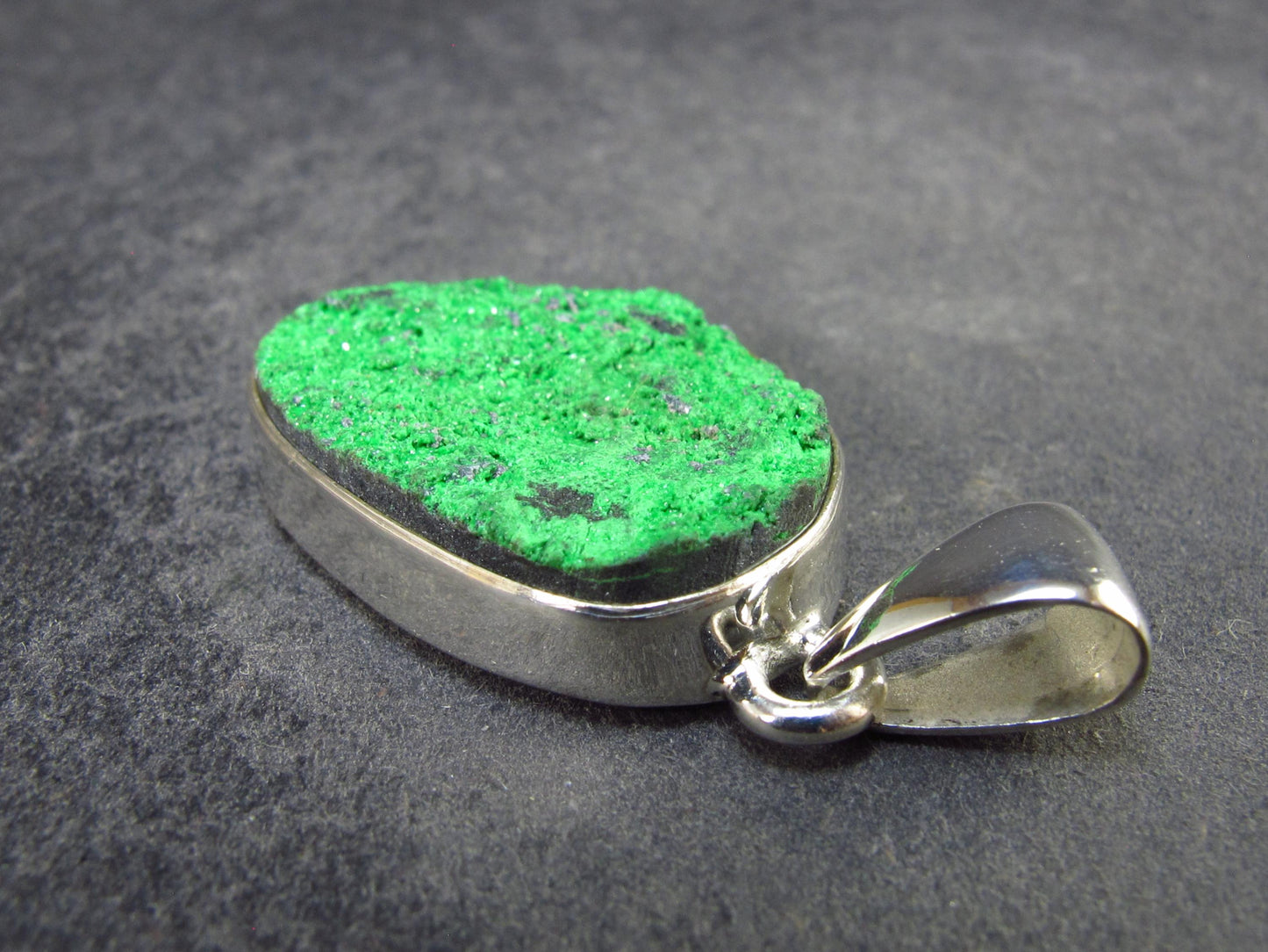 Uvarovite (Green Chromium Garnet) Cluster Silver Pendant from Russia - 1.4" - 7.0 Grams
