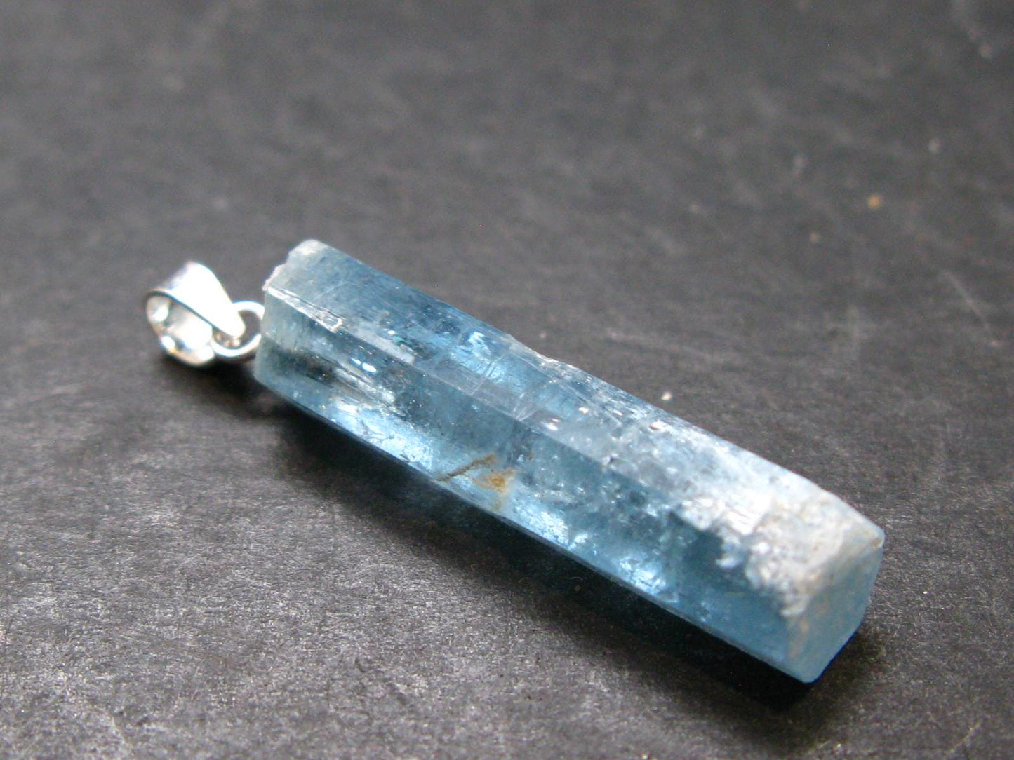 Aquamarine Crystal Silver Pendant From Vietnam - 1.3" - 2.44 Grams