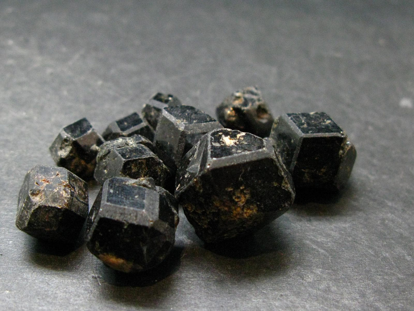 lot of 10 Black Melanite Andradite Garnet Crystals From Mali - 42.80 Grams