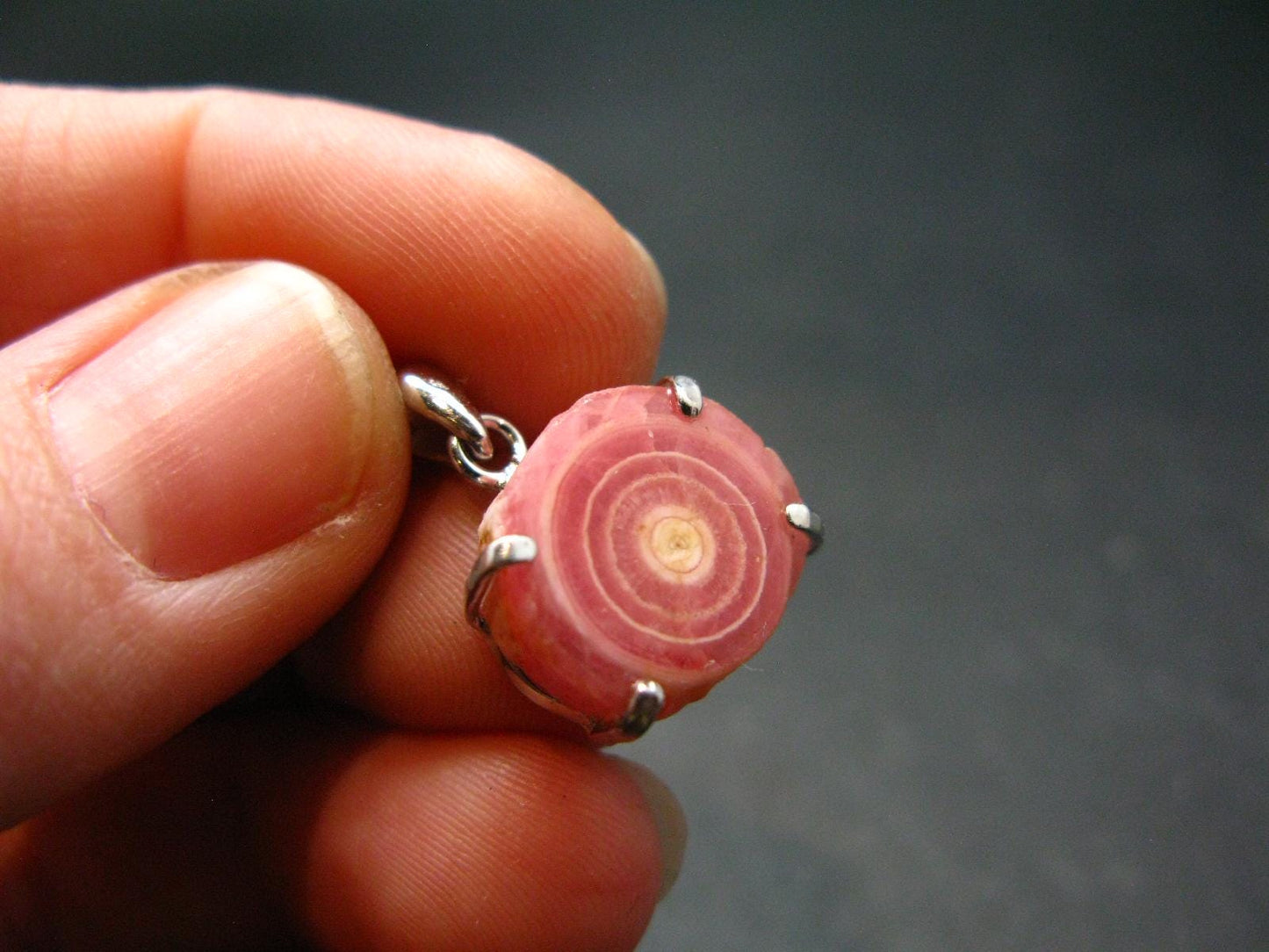 Rhodochrosite Sterling Silver Pendant From Alma Colorado - 0.7" - 2.77 Grams