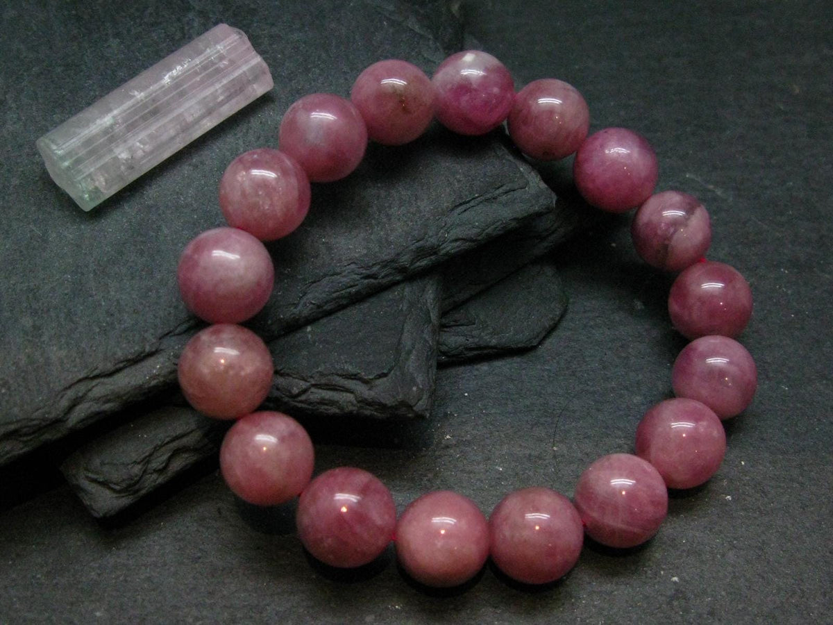 Pink Tourmaline Genuine Bracelet ~ 7 Inches ~ 12mm Round Stones