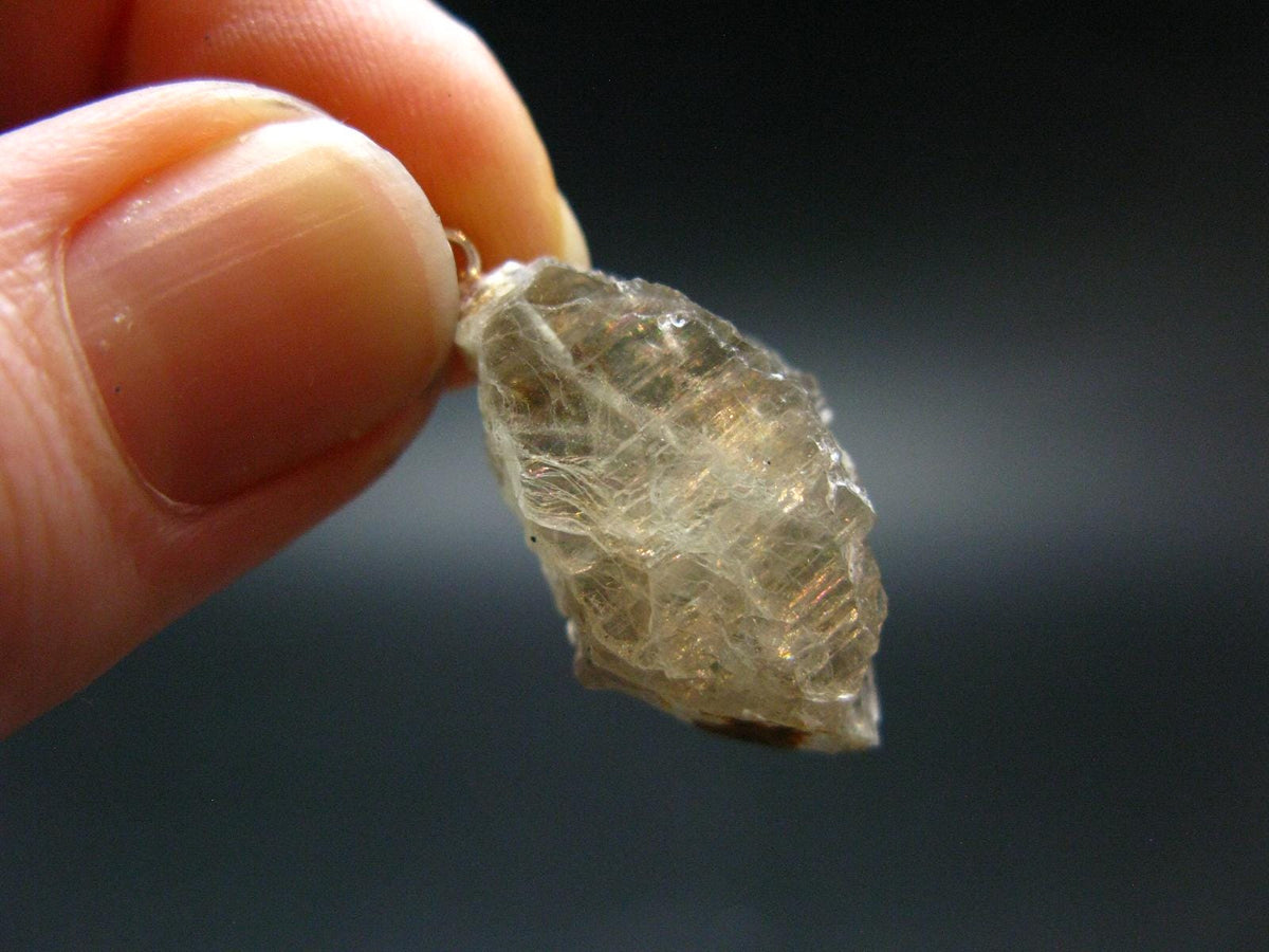 Gem Color Change See-Thru Straw Terminated Crystal Diaspore Crystal Silver Pendant From Turkey - 1.2" - 8.16 Grams